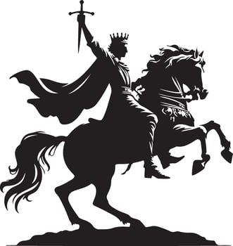 King on Horse Silhouette Classic Art on White Background vector