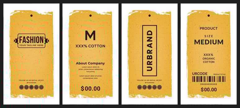 Vintage dot background Hang tag label with price tag abstract design for garments apparel fashion product packaging. vector