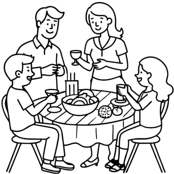 Family dinner. BBQ party. vector
