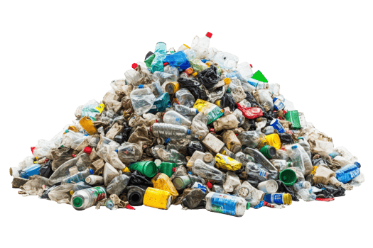 Pile of garbage with waste, plastic bottles and junk png