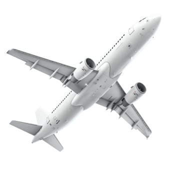 White passenger airplane in flight. Air Transport design element png