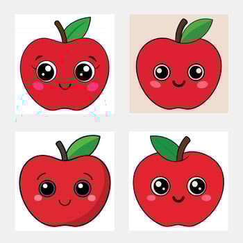 Cartoon apple illustration icons vector