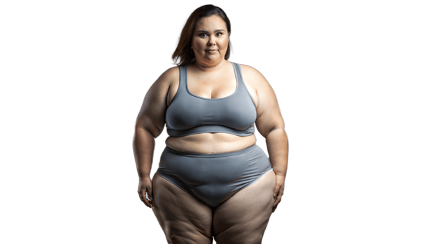Smiling plussize woman in casual athletic wear, confident and happy png