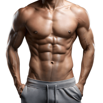 Muscular male torso showcasing defined abs and athletic physique, emphasizing fitness and strength png