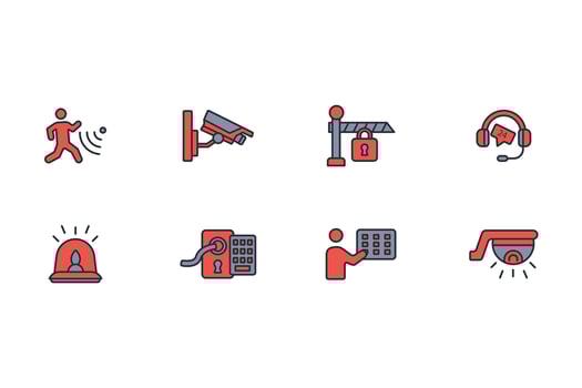 Home security icon set..Editable stroke.linear style sign for use web design,logo.Symbol illustration. vector