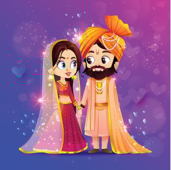 Indian bride and groom culture wedding with Indian traditional dress vector