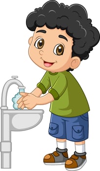 Little boy washing his hands vector