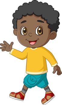Cute African American Boy Character vector