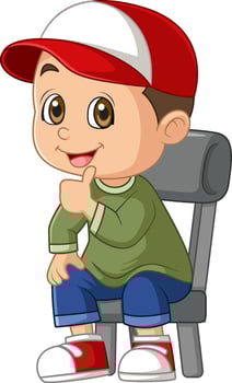 Cartoon little boy sitting on the chair vector