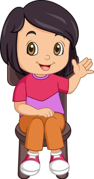 Cartoon little girl sitting on the chair vector