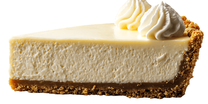 Creamy Cheesecake Slice with a Graham Cracker Crust on Transparent Background png