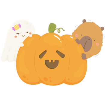 Capybara and baby ghost png