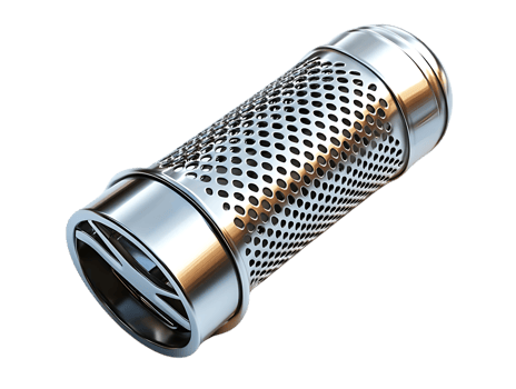 Stainless Steel Perforated Cylinder with Transparent Background png
