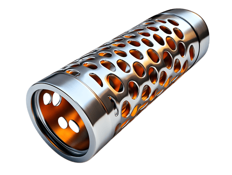 Metallic Cylinder with Perforated Design and Transparent Background png
