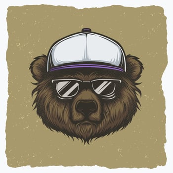 Illustration of a Bear wearing a Hat and Sunglasses vector