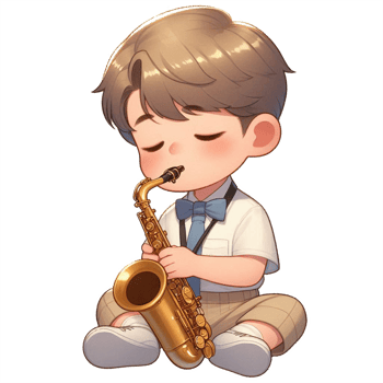 cartoon boy playing the saxophone png