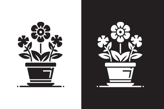 Flower pot design Silhouette Illustration vector