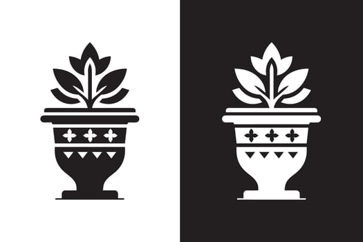 Flower pot icon design Silhouette Illustration vector