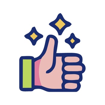 a thumbs up icon with stars vector