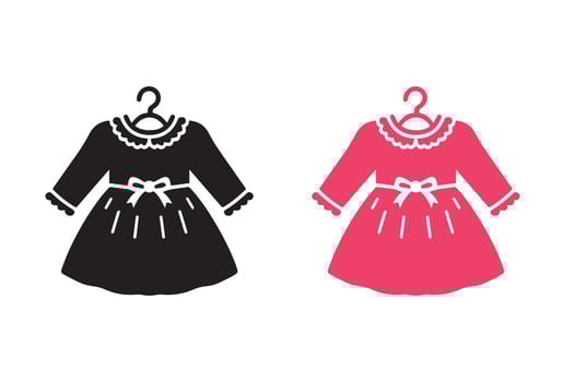 Minimalist and simple children, baby Girl dress silhouette vector