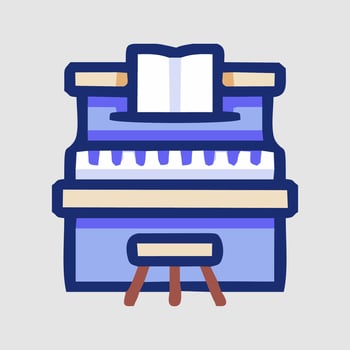 a piano with a book on top of it vector