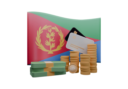 3D render illustration of Eritrea flag and currency called Nakfa png