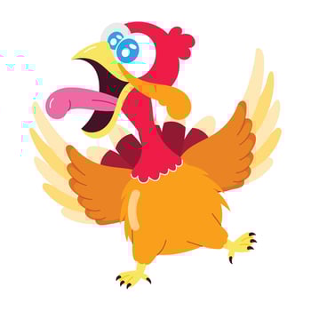 Cartoon style sticker of surprised turkey screaming vector