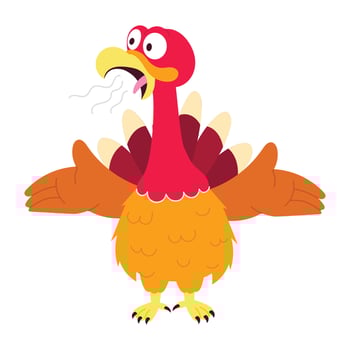 Cartoon style sticker of turkey yelling vector