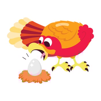 Basic RGBCartoon style sticker of turkey egg nest vector
