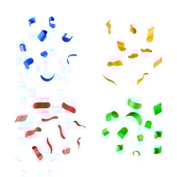 3D party confetti set isolated on white. Render color confetti collection. vector