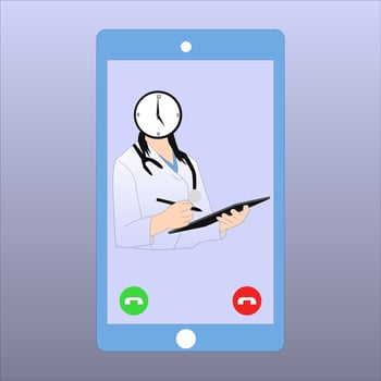 contact woman doctor via cell phone vector