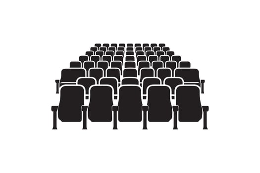 An empty theater with rows of chairs vector