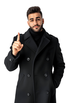 Businessman in Black Coat Isolated on Transparent Background png