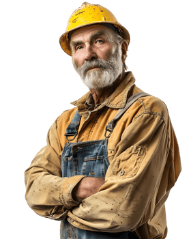 Old man English Construction Worker isolated on transparent background png