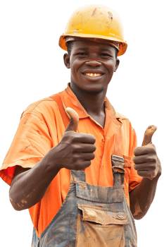 Construction Worker in Yellow Hard Hat Isolated on Transparent Background png