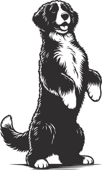 A black and white drawing of a dog standing up vector