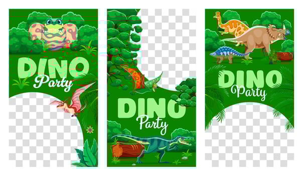 Social media templates for kids dinosaurs party vector