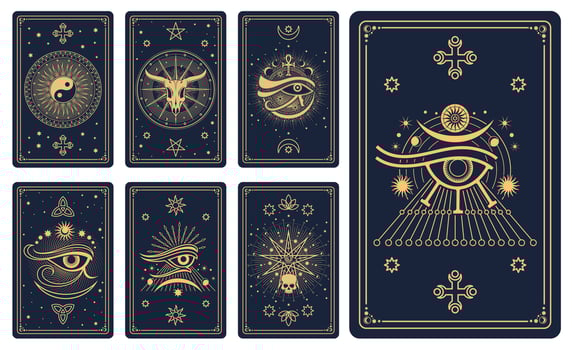 Magic tarot cards collection with mystical symbols vector