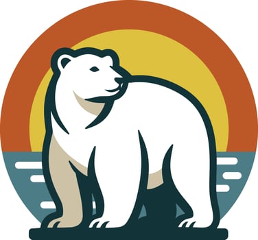 Polar Bear in the sunset Design Logo vector