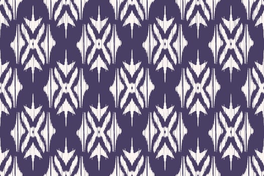 Traditional Ikat Pattern, Abstract Geometric Textile Design, Navy Blue and White Seamless Ornament, Ethnic Fabric Texture, Decorative Repeatable Print for Interior and Fashion vector