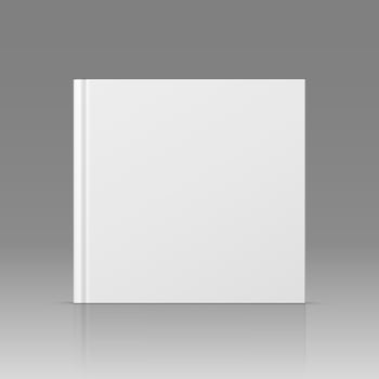 Closed square hardcover book, catalog or magazine mockup vector