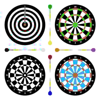Dartboards and Colorful Darts Set vector