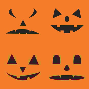 Set of Halloween scary faces icons. vector