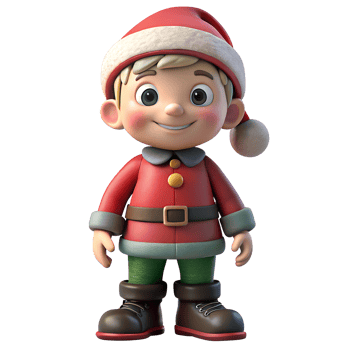 Cute Santa cartoon, bright smile, big eyes, wearing red suit and Santa hat, cute character for Christmas celebration png