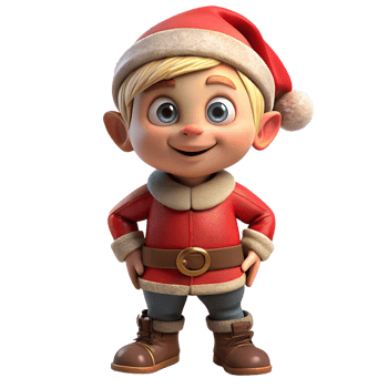 Cute Santa cartoon, red suit, golden hair, Santa hat. Cute character for Christmas celebration. png