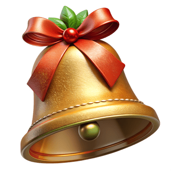 Red bow bells for Christmas decoration png