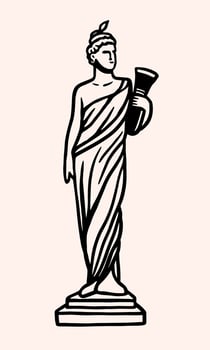 Greek statue goddess sketch drawing dark light academia aesthetic ancient civilization mythology illustration line art printable isolated element cut file vector