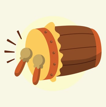 bedug drum in mosque for eid mubarak celebration and decoration. vector