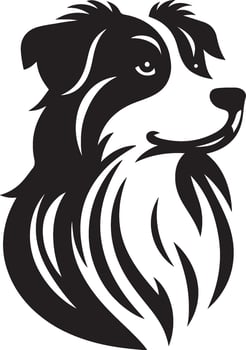 A black and white dog head on a white background vector