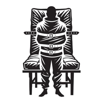 Horror Clipart - Halloween Horror Silhouette - Straight Jacket Illustration in black and white vector